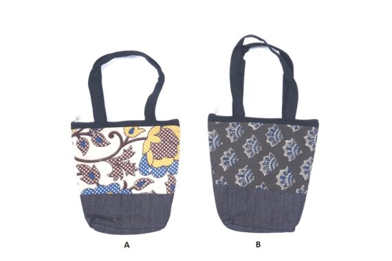 Mini Denim Kalamkari Tote Bag