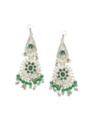 Afghani Metal Earrings in Green