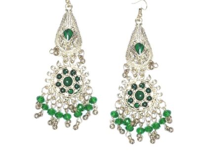 Afghani Metal Earrings in Green