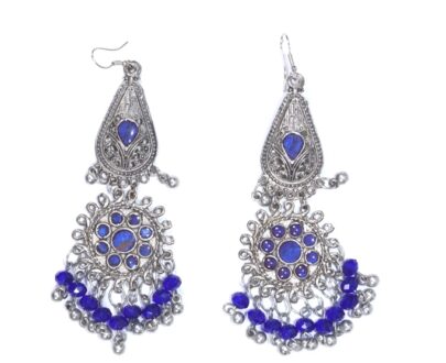 Afghani Metal Earrings in Royal Blue