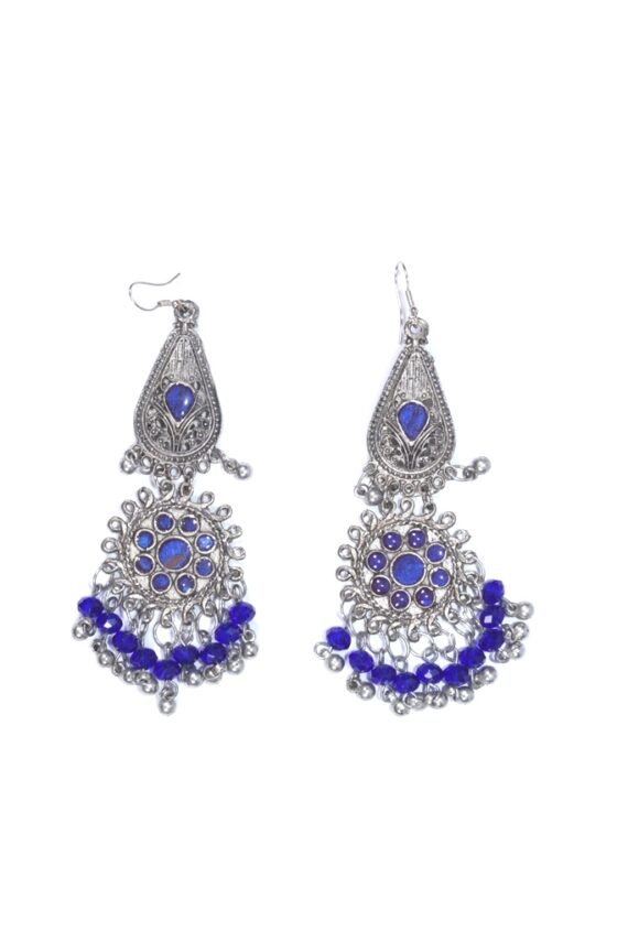 Afghani Metal Earrings in Royal Blue