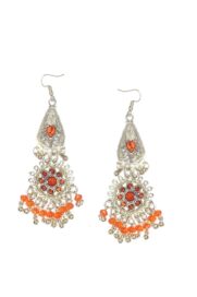 Afghani Metal Earrings in Orange