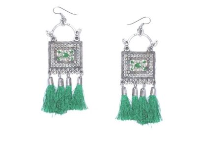 Designer Tassel Earring in Green