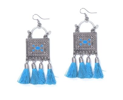 Designer Tassel Earring in Light Blue