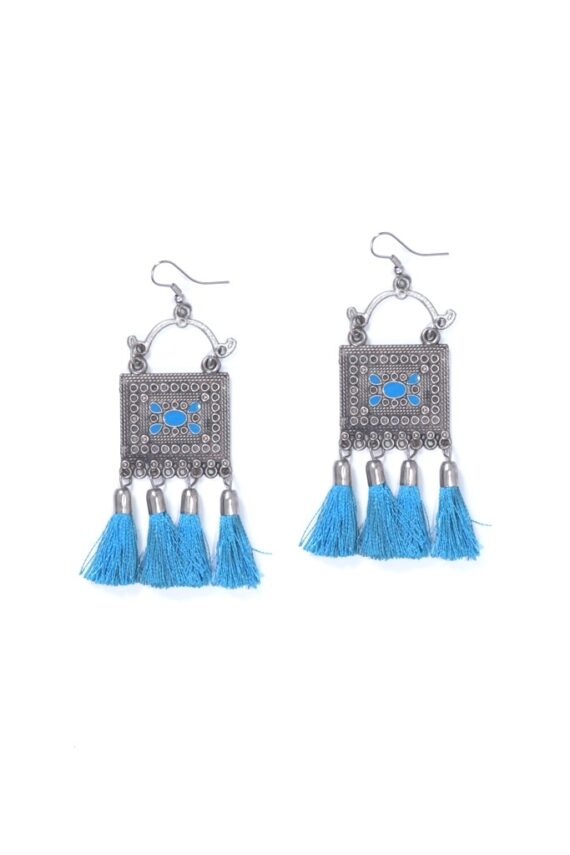 Designer Tassel Earring in Light Blue