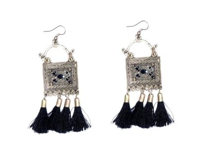 Designer Tassel Earring in Black