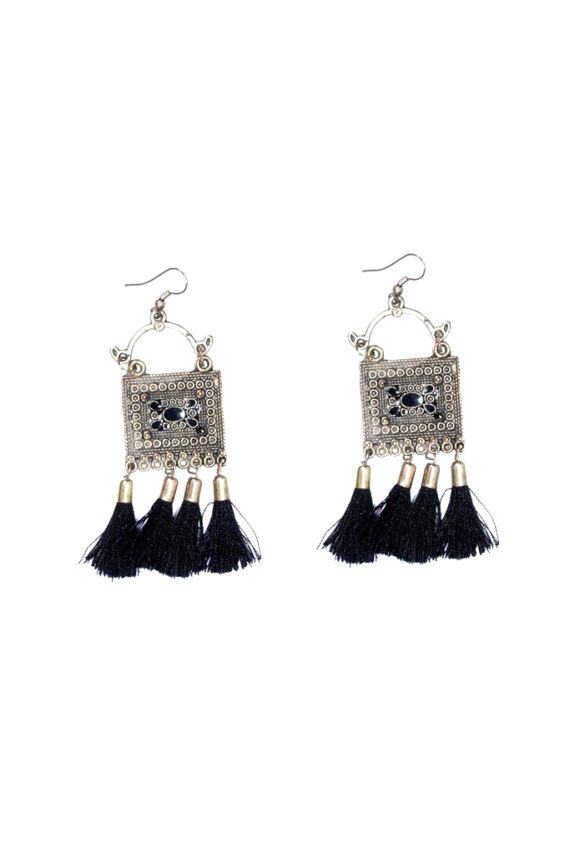 Designer Tassel Earring in Black