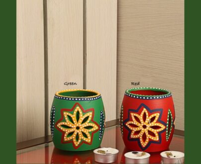 Terracotta Earthen Hand-Painted T Light Holder