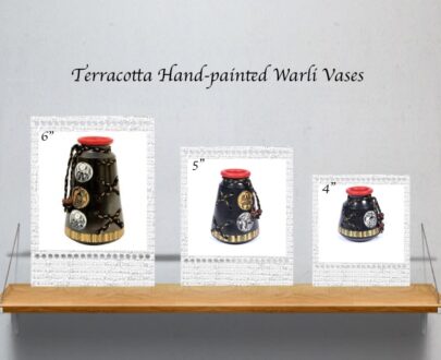 Terracotta hand painted Warli Vases Black