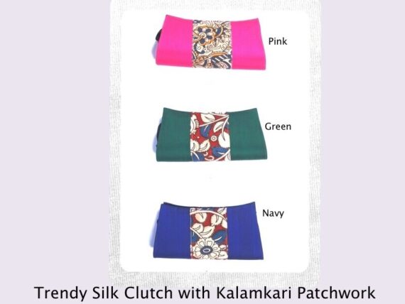 Trendy Silk Clutches with Kalamkari Patchwork