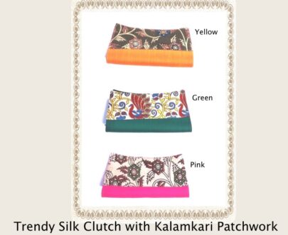 Trendy Silk Clutches with Kalamkari Patchwork - top