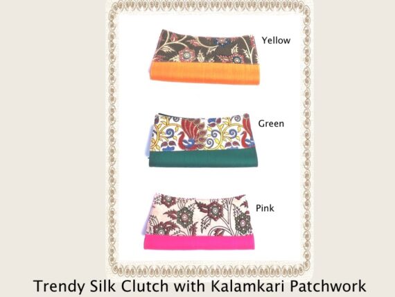 Trendy Silk Clutches with Kalamkari Patchwork - top