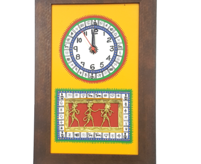 Antique Wood Wall Clock in Yellow