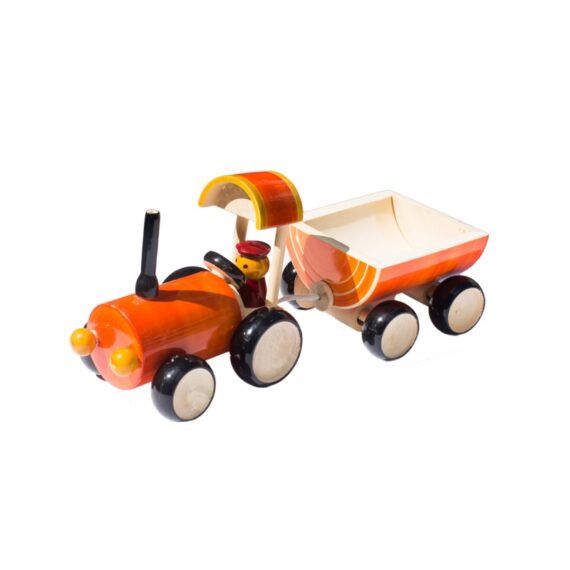 Channapatna Tractor Toy in Orange